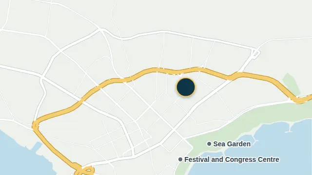 Where the building is, on the city map