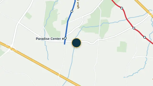 Where the building is, on the city map