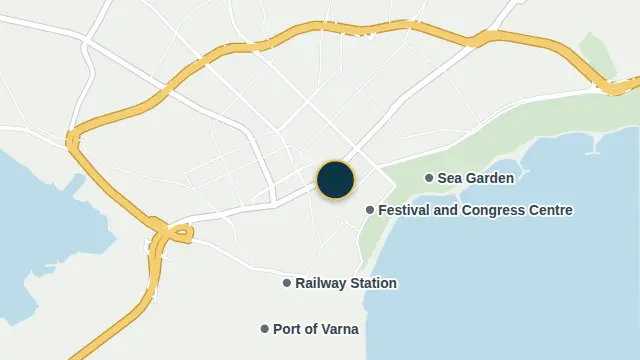 Where the building is, on the city map
