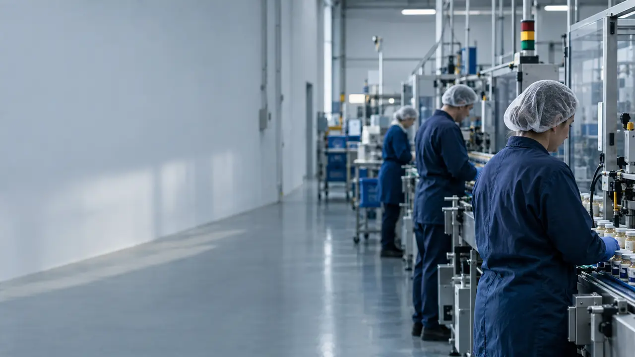 Factory employees working at a production line in Bulgaria