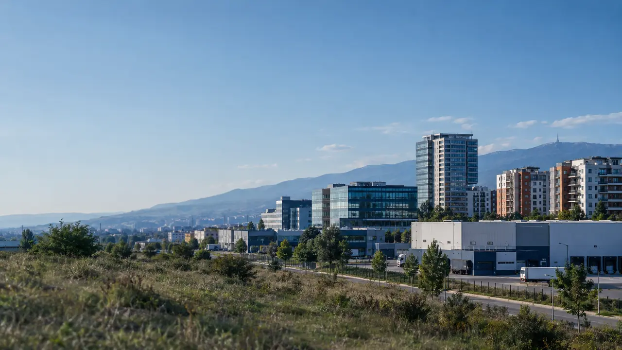 Industrial, office and residential buildings on the outskirts of Sofia