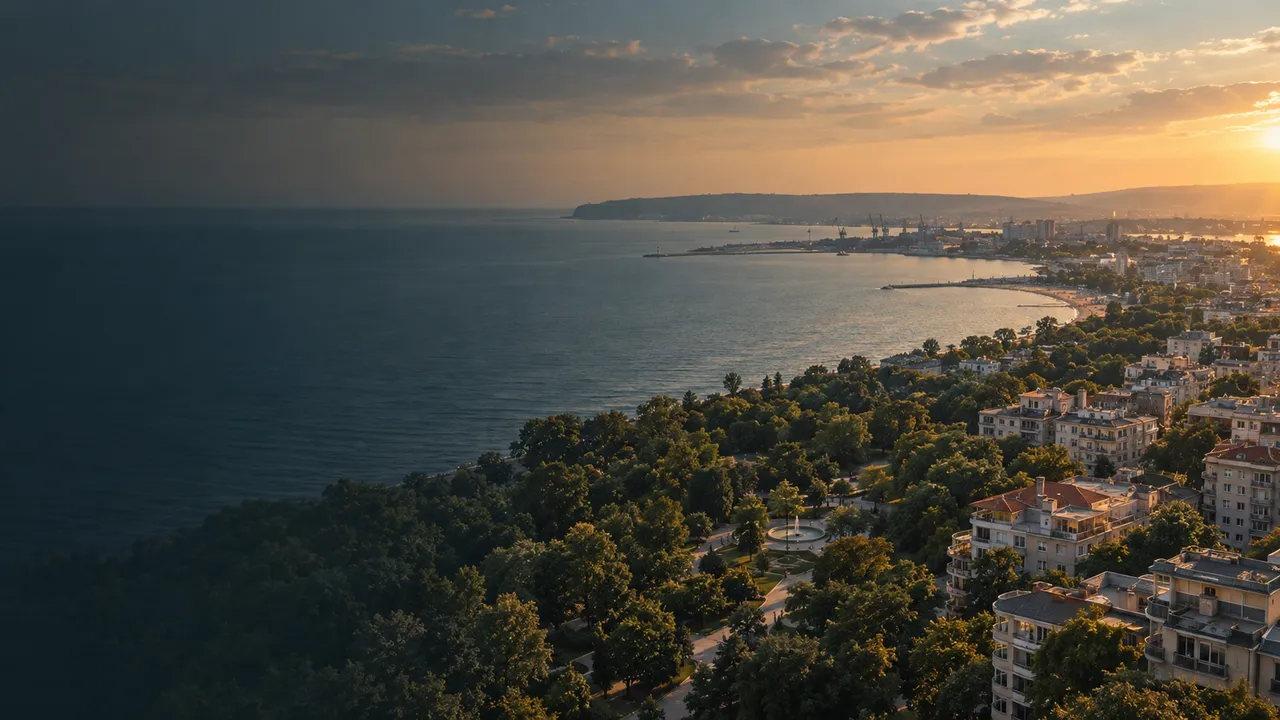 Varna by the Sea Garden and the Black Sea in the evening