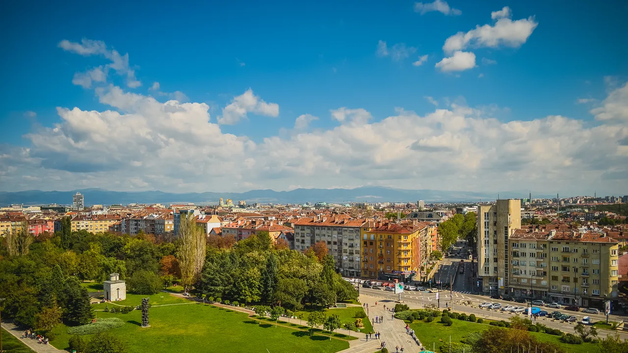 Sofia city centre with Vitosha mountain behind